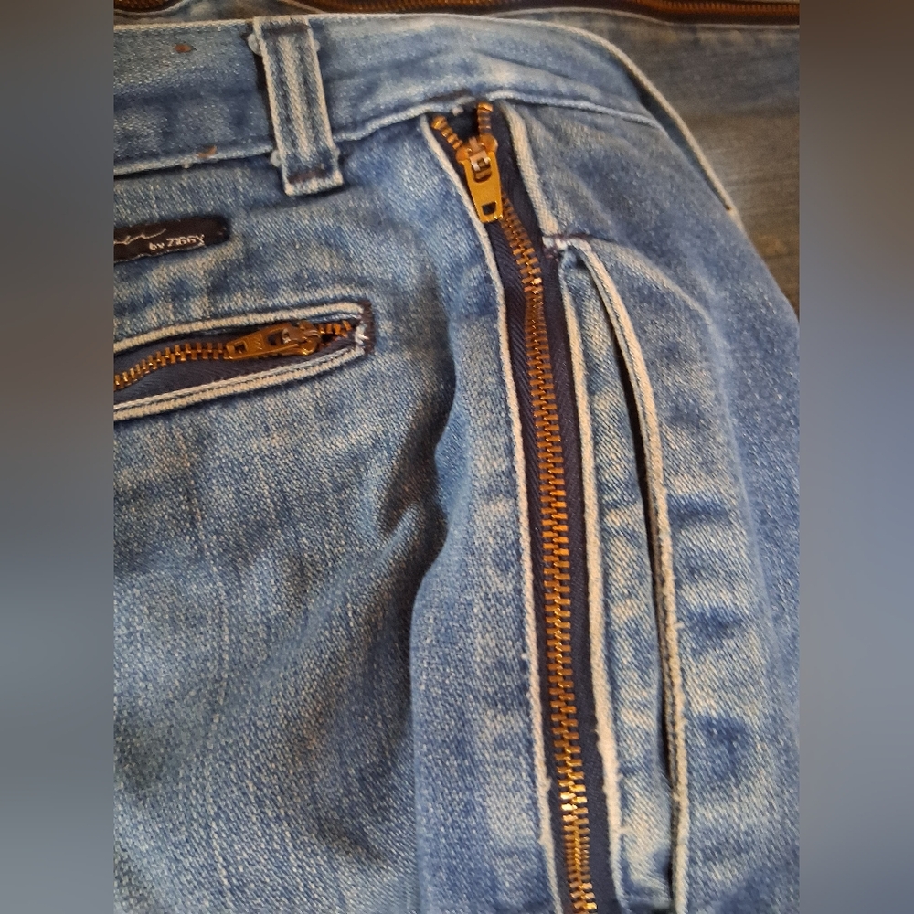 Y2k Blue Denim Jeans Silver By Ziggy - Picture 5 of 11